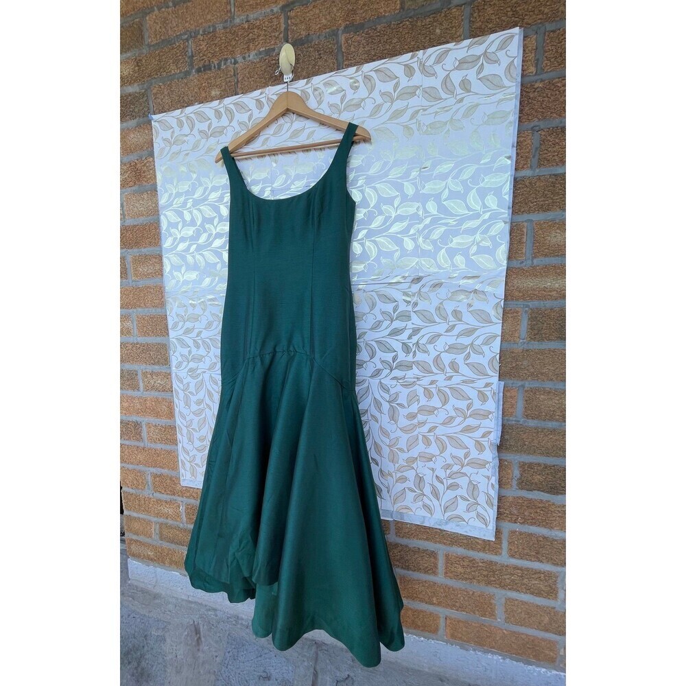 Hutch Emerald Green Taffeta Midi Dress Mermaid Hem Gala Wedding Guest Size 6 - Picture 5 of 12
